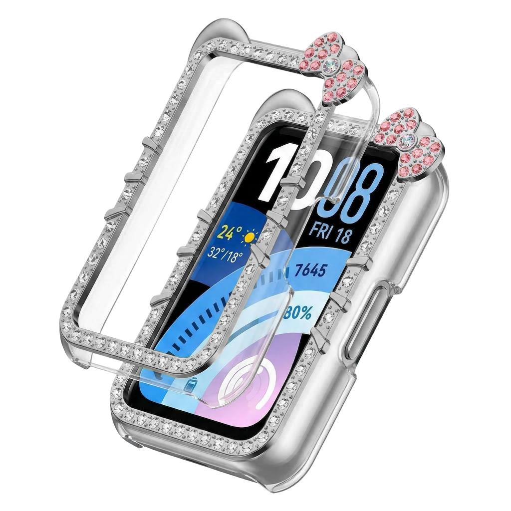 Custodia con Diamanti per HUAWEI Band 11 Accessori Bordo Bumper Rigido Vuoto a 360° Frame shell Carina Copertura GATTO huawei smart band 11 pro