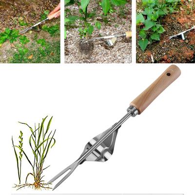 Unkrautentferner aus Edelstahl, Garten-Handunkrautstecher, manueller Unkrautzieher mit Holzgriff für Hof, Rasen, Bauernhof, Unkrautwerkzeug