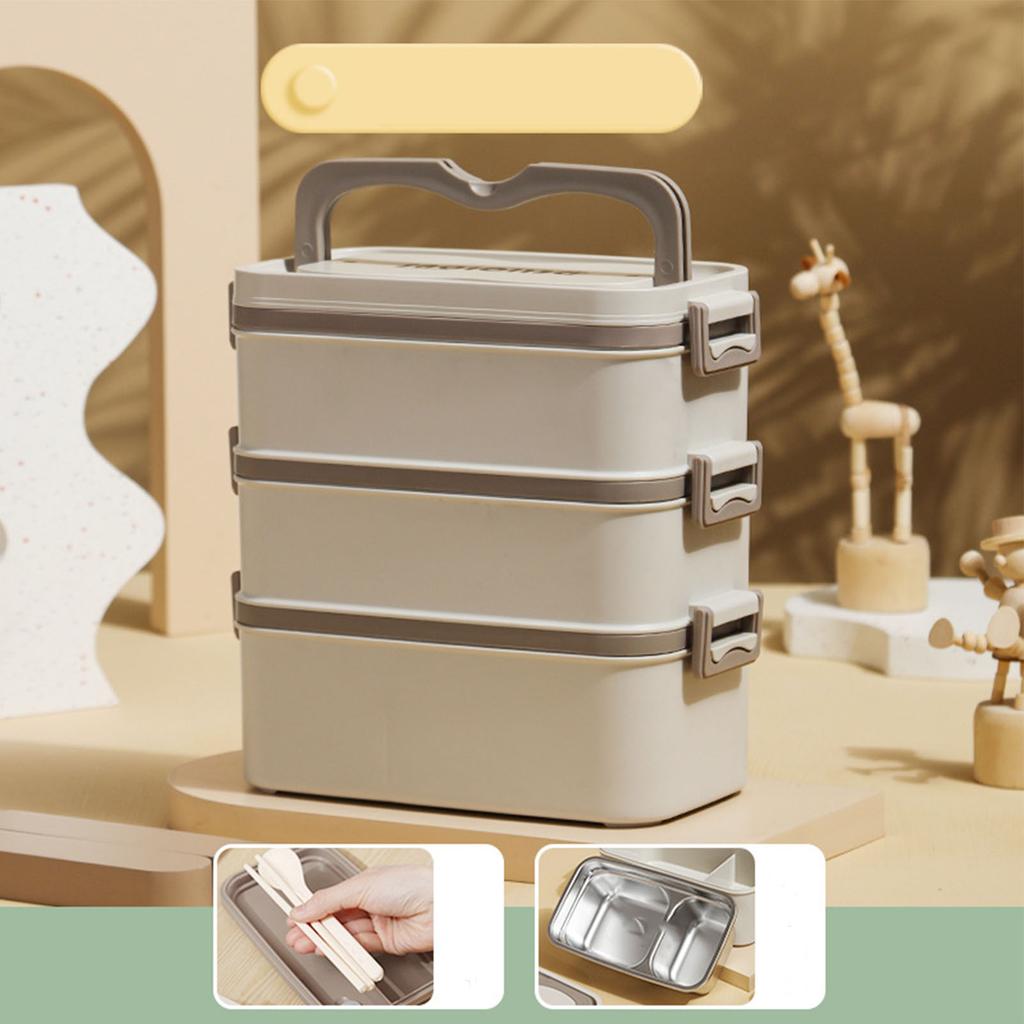3 Layer Lunch Box 304 Stainless Steel Stackable Portable Large Capacity   Box for Kids Adults Students
