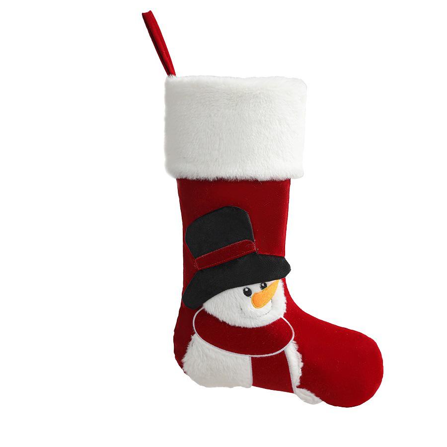 3D Velvet Embroidered Christmas Socks with Snowman, Santa, Penguin Design