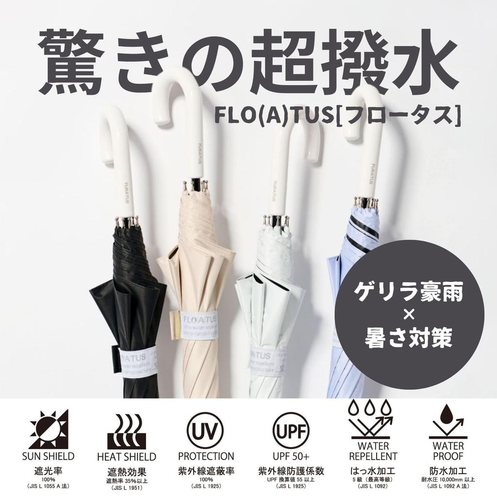 FLOATUS Folding Super Water Heat Light UV Wind Highest Grade 5 Water For Sunny and Rainy 54cm White [Moonbat] Parasol, Umbrella, Repellent, Blocking,