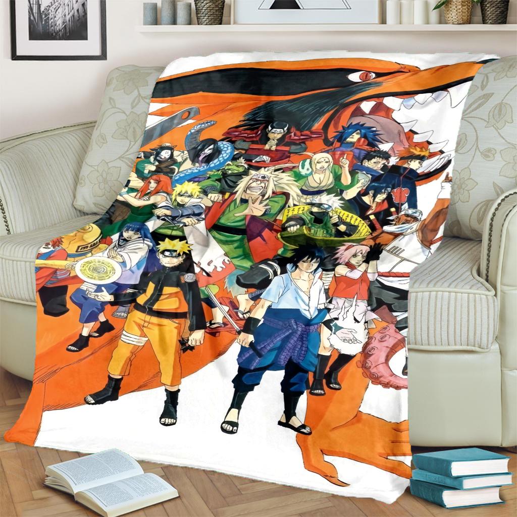 Anime-Naruto Print Blanket Warm Comfortable Flannel Blanket for Bedrooms, Sofas, Beds, Chairs, Picnics, Travel -LXR58