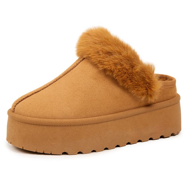 [Customized] 2025 New Thick-soled Heightening Snow Cotton Slippers Women's Thick Velvet Warm and Versatile Non-slip Cotton Shoes