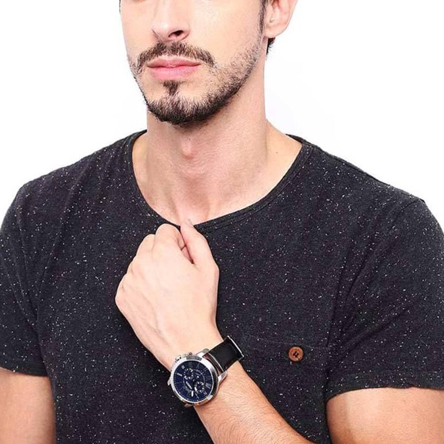 Fossil Men's Chronograph Watch - Leather Strap, Three Dial, Business Casual Daily Wear FS4990