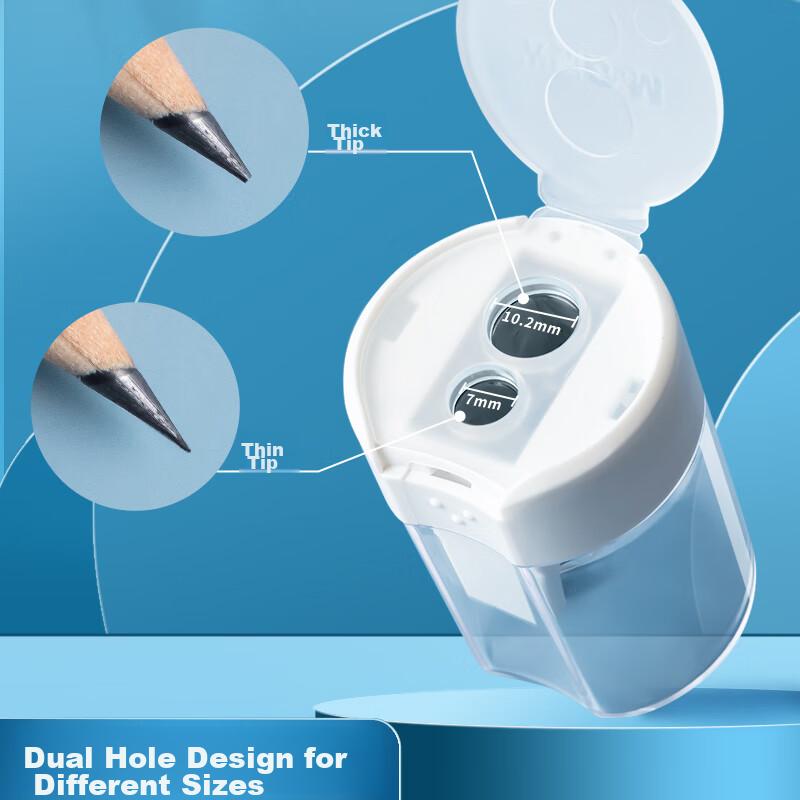M&G Stationery Thick And Thin Double-Hole Pencil Sharpener, Portable Large-Capacity Dust Collection, 2-Pack APS912B1-ZZ