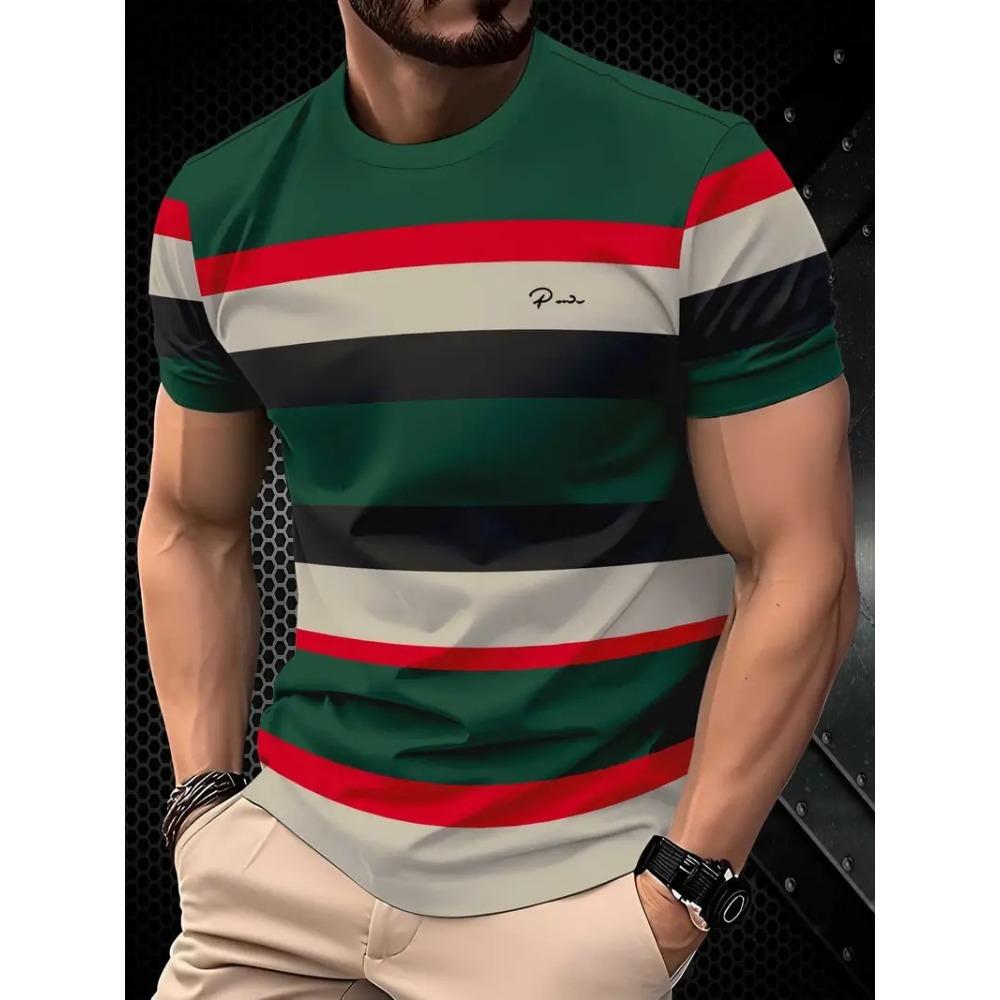 

Fashion Stripe Graphic T Shirts For Men Summer Casual Daily Wear 3D Printed Crew Neck Tees Loose Streetwear Oversized T-shirts 6XL