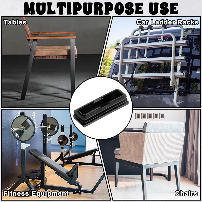 Rechthoekige Buis Dop Inzetstukken Zwart Plastic Afsluitdoppen 10x15mm-60x100mm Meubels Tafels Stoelen Voetdoppen