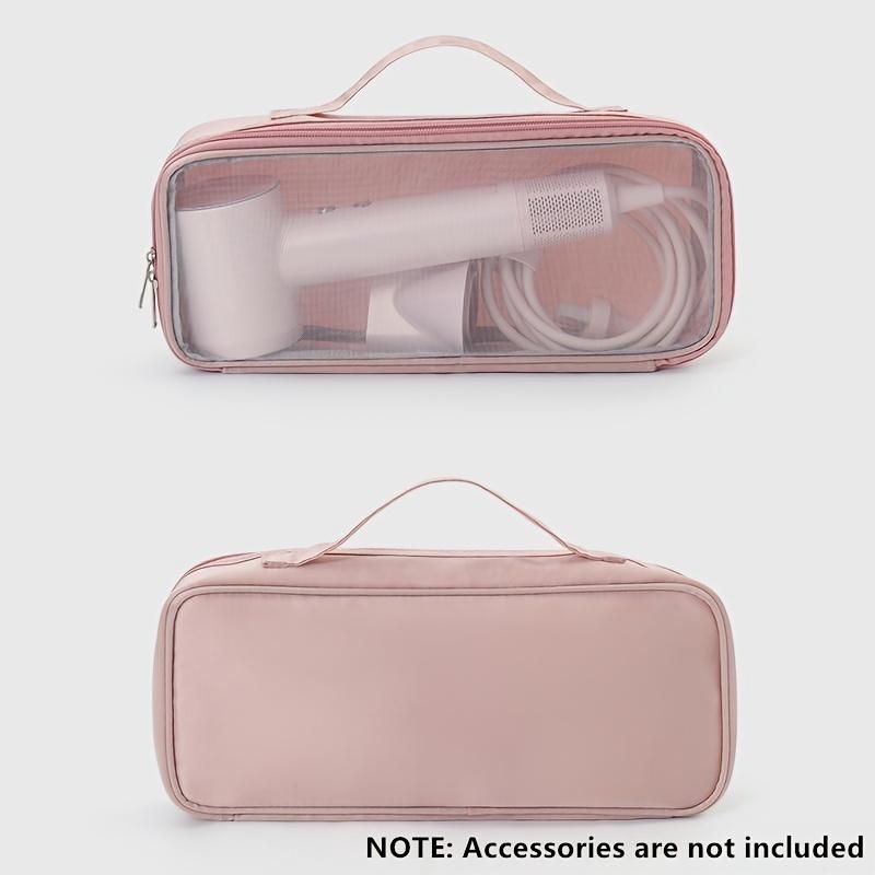 Portable Nylon Hair Dryer Travel Case - Hypoallergenic, Pink Storage Bag with Zipper and Handle, Ideal for Toiletries and Cosmetics Accessories