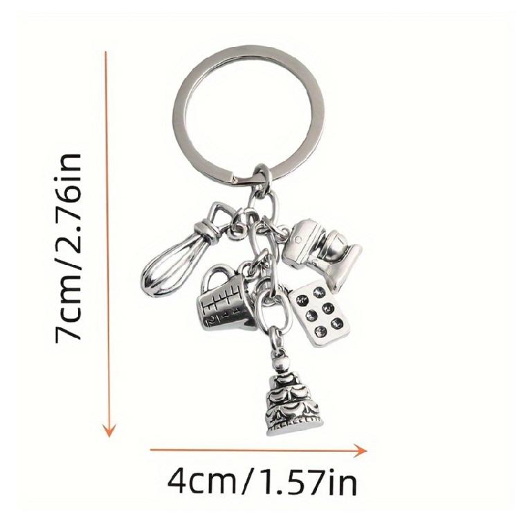 Delightful Pastries Keyring Cooking Keychain with Small Baking Accessories and Dessert Zinc Alloy Texture for Gifting