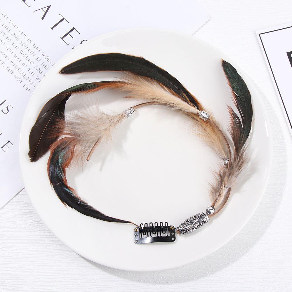 Fashion Comb Headdress Handmade Hippie Headpieces Novelty Hairclips Feather Hair Rope Headband Headwear