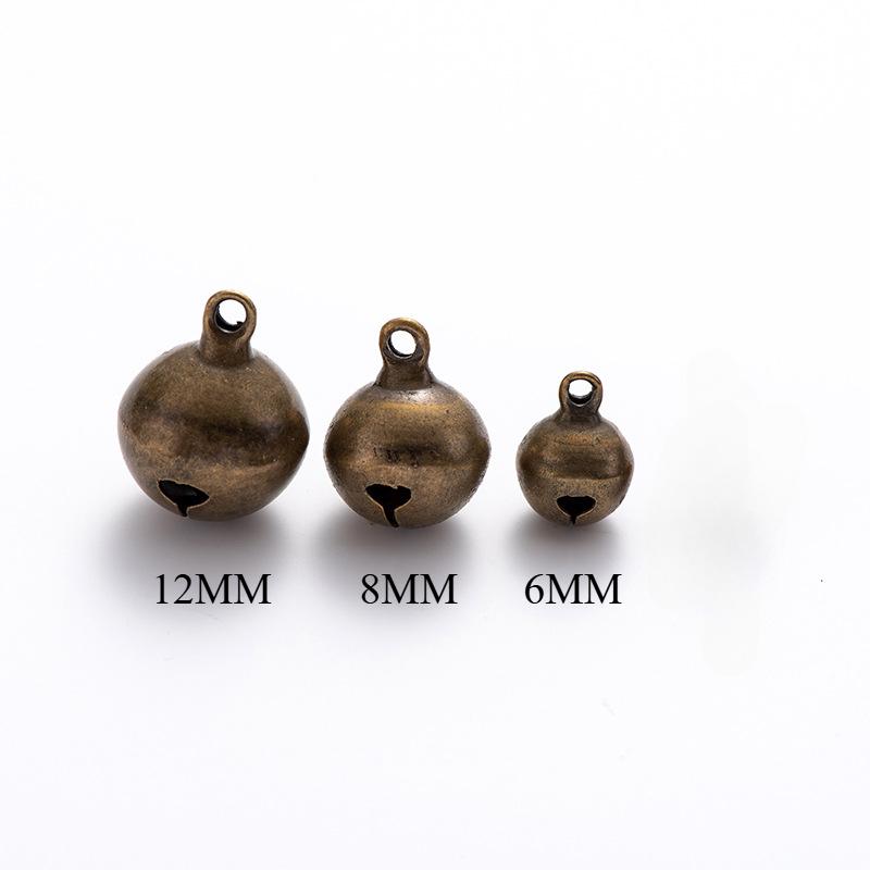 6MM/8MM/12MM 100Pcs Handmade Vintage Copper Bells Small Copper Bells Necklaces Bracelets Accessories Decorative Crafts