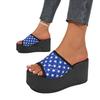 Large size women's one-word slope heel thick bottom fashion sandals women's drag fish mouth slippers