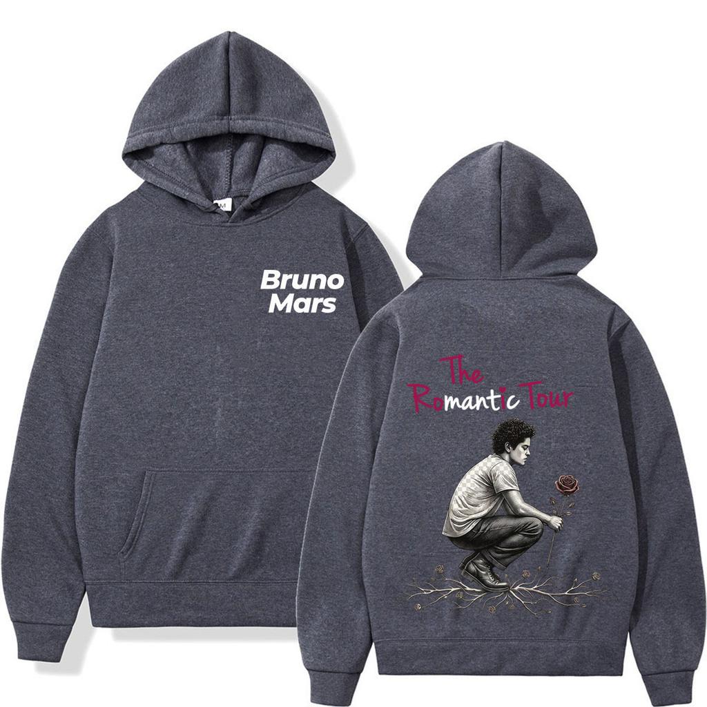 Bruno Mars The Romantic Tour Print Hoodie Man Woman Fashion Sweatshirts Autumn and Winter Loose Pullover