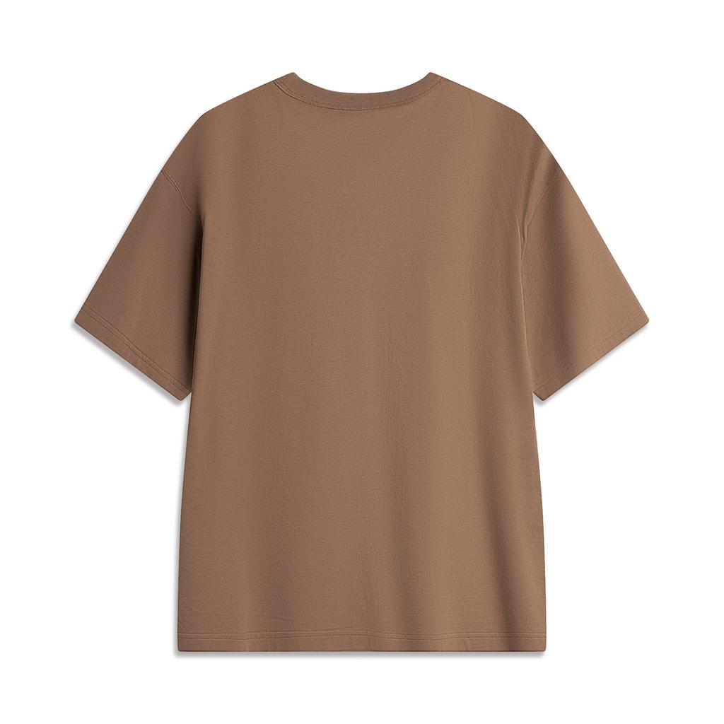 Li Ning X Badfive Basketball Series Logo Print Short Sleeve T-Shirt Men Tops Brown AHSU157-7