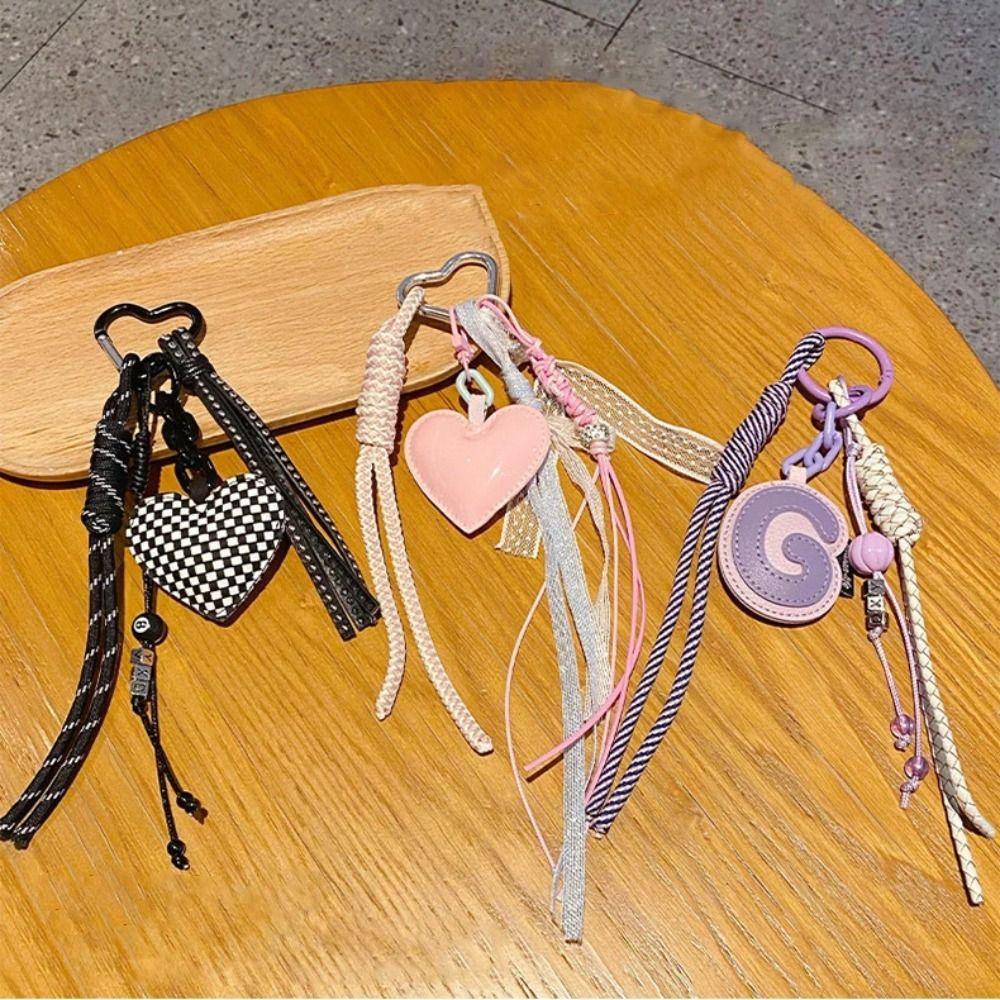Leather Light Luxury Pendant INS-style Exquisite Girls' Bag Accessory Leather Key Chain  Women Men