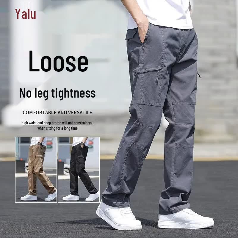 YaLu Men's Loose Fit Straight-Leg Cargo Pants