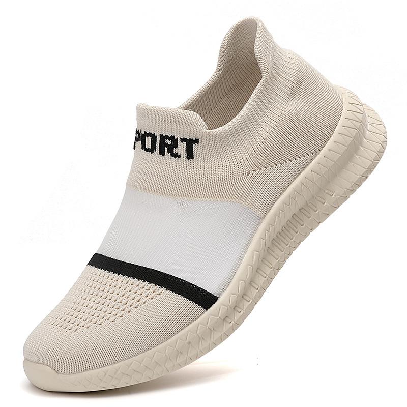 Large Size One-pedal Women's Shoes Summer Fly-woven Breathable Single Shoes Lightweight Soft-soled Socks Shoes Mesh Men