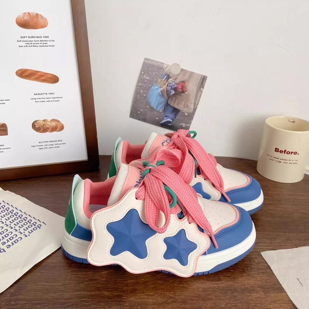 Niche Design Star Bread Skateboard Shoes Summer American Retro Casual Shoes Platform Versatile Sports Shoes