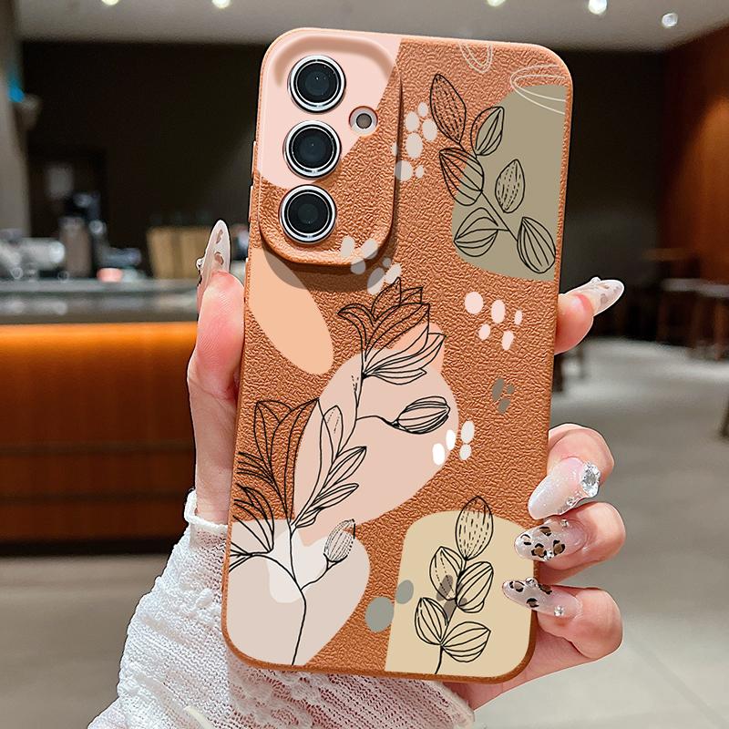 Line Flower Case For Samsung Galaxy A55 A54 A35 A25 A15 5G A16 A53 A52 A34 A14 S20 S21 FE S22 S23 S24 Ultra Capa A56 A26 A36 S25