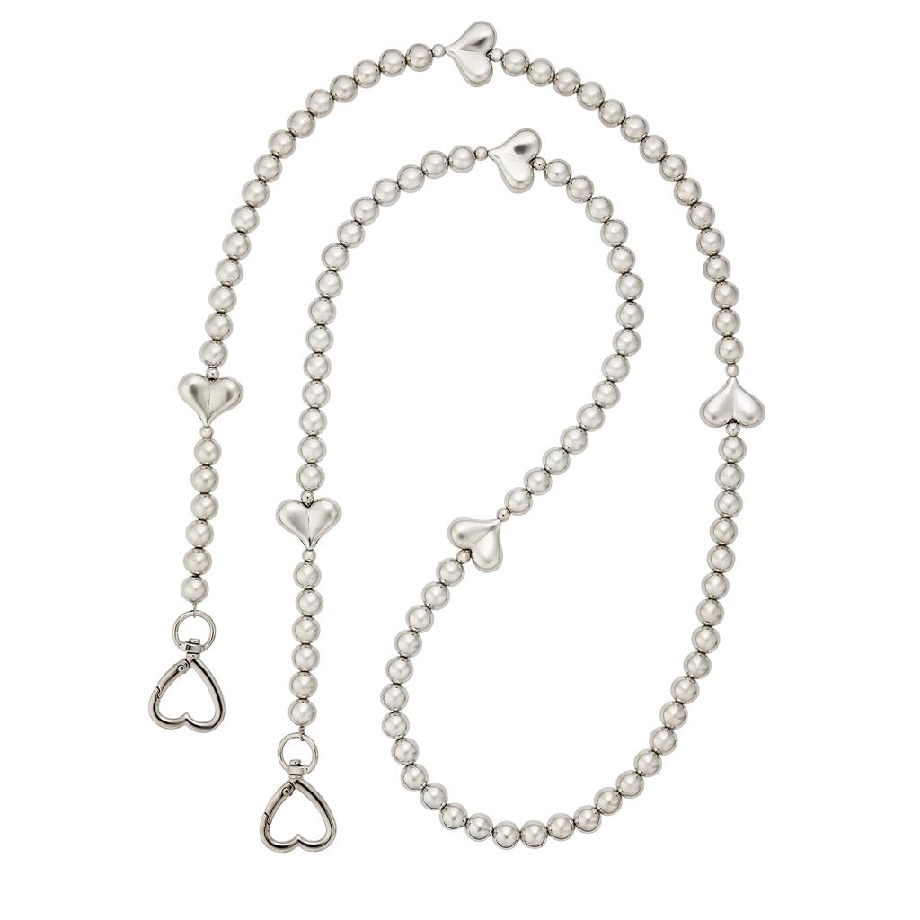 Suncrest Metal Bead Shoulder Heart Silver Strap, iSB-ST67