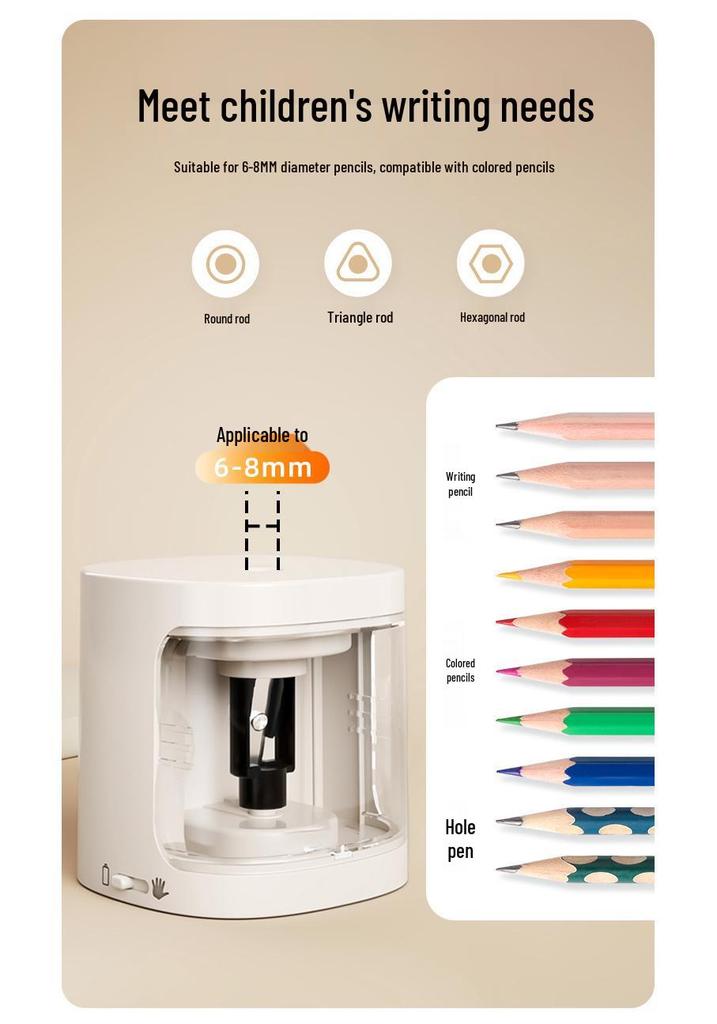 Tianwen Portable Automatic Pencil Sharpener, Black & White, Model S8320