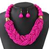 Bohemian Vintage Ethnic Statement Beaded Woven Layered 3-Piece Necklace Jewelry Set for Women