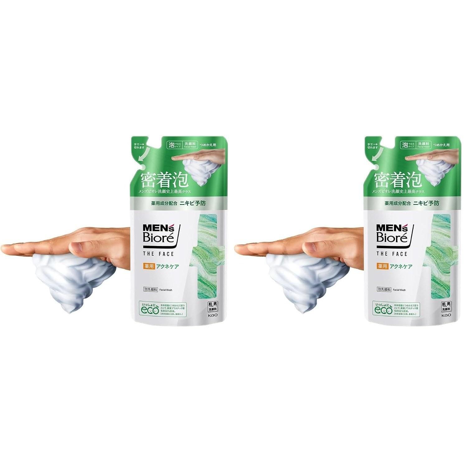 Mens Biore Face Medicinal Acne Care Refill Pack Foam Type Pore Men ( 2)