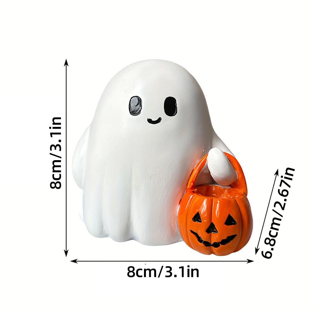 1/2/4pcs Halloween Ghost Ornament Resin Ghost Holding Pumpkin Statue Halloween For Living Room Bedroom Garden Home Decorations