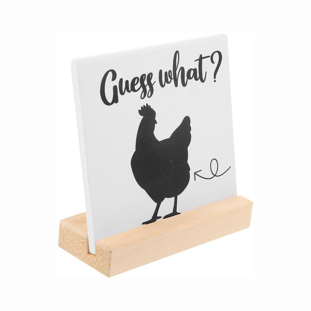

with Wooden Base Hen Decoration Sign Ceramic Plaque Table Animal Decoration Sign