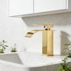 Gold Waterfall Basin Faucet - Vessel Sink Mixer Tap for Bathroom, Hot & Cold Water Home Use