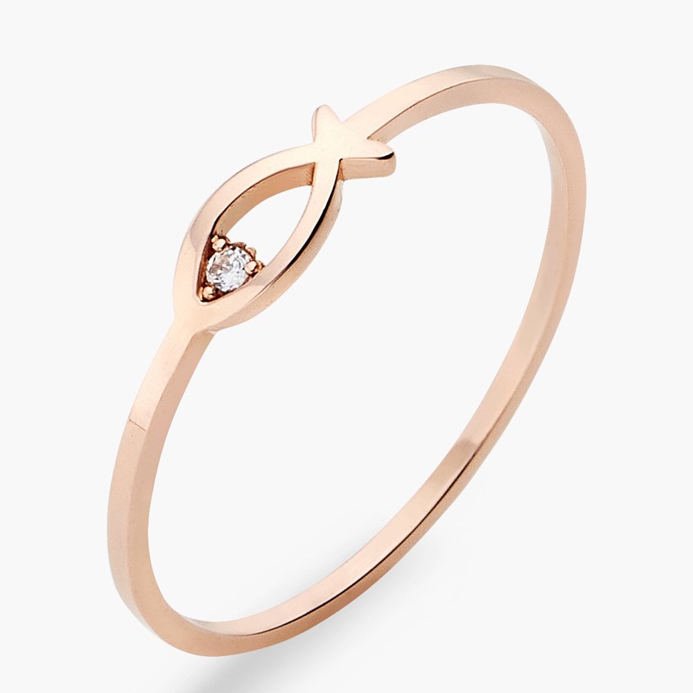 Casagold 14K Only Line Fish Ring