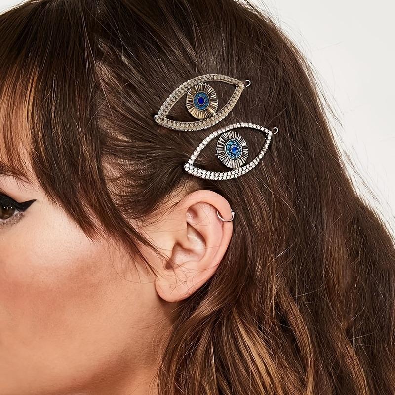 2pcs Punk Style Devil's Eye Spicy Girl's Hair Clip Halloween Carnival Party Role Playing Niche Design Side Clip Hair Accessory