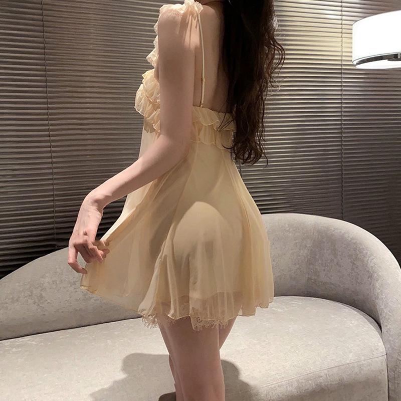 Jarní/Letní Sexy Sladká Noční košilka na jedno rameno - Čistá Touha Špagetová sukně Pyžamo, Princeznovský styl