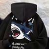 Oversized Shark Embroidery-Style Hoodie Men Women Winter Thick Fleece Lined Streetwear Casual Sweatshirt
