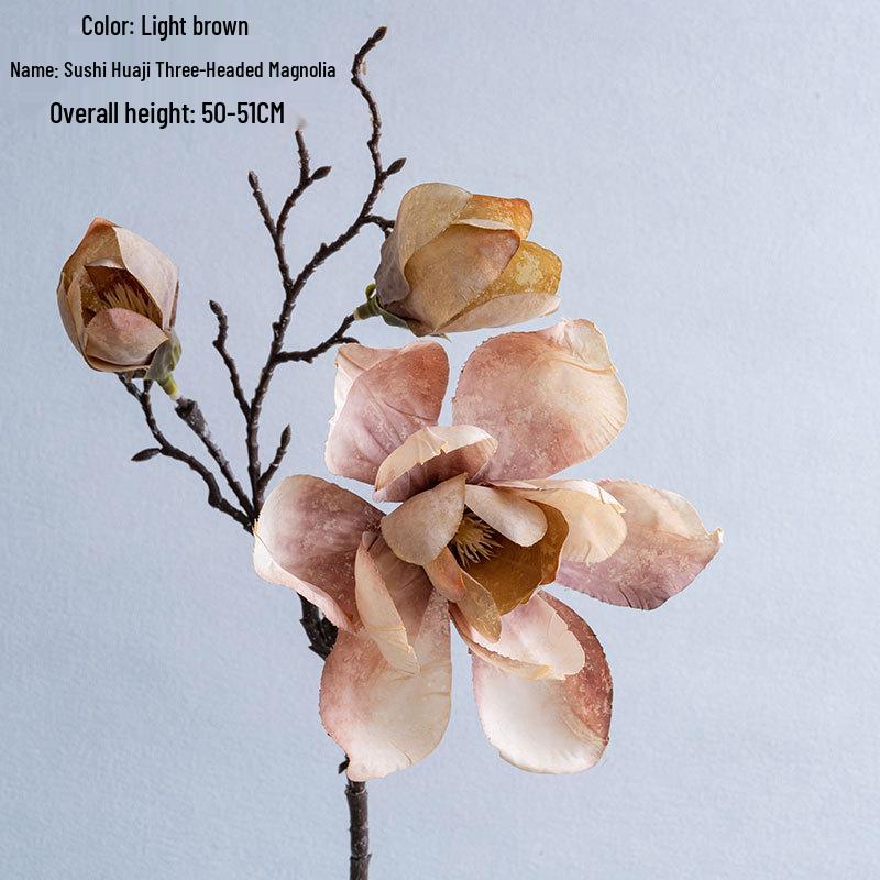 Three-Headed Magnolia Artificial Flower for Wedding Decor (CL22001)