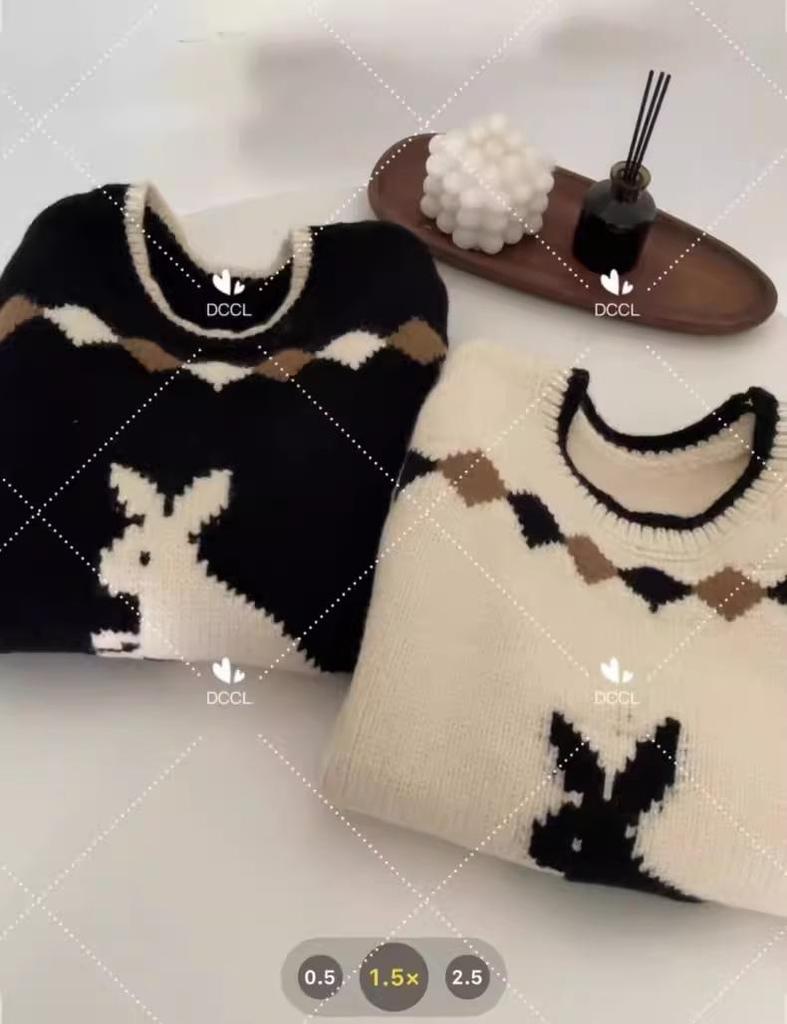 Women's Japanese Retro Diamond Rabbit Knit Vest - College Style Cardigan for Spring & Autumn