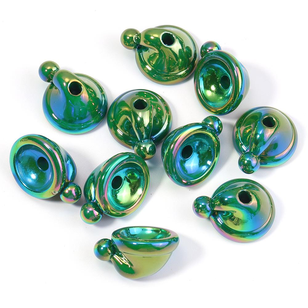 10pcs Christmas Hat Acrylic Beads Plated Color Loose Bead For DIY Jewelry Making Bracelet Necklace Keychain Christmas Decoration