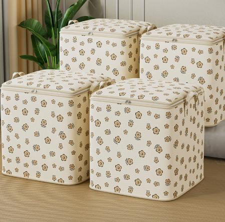 

Large Capacity Storage Bag for Quilt Clothes Closet Organizer 43x43x43cm Waterproof Dustproof Foldable Storage Box with Handle and Zipper one size