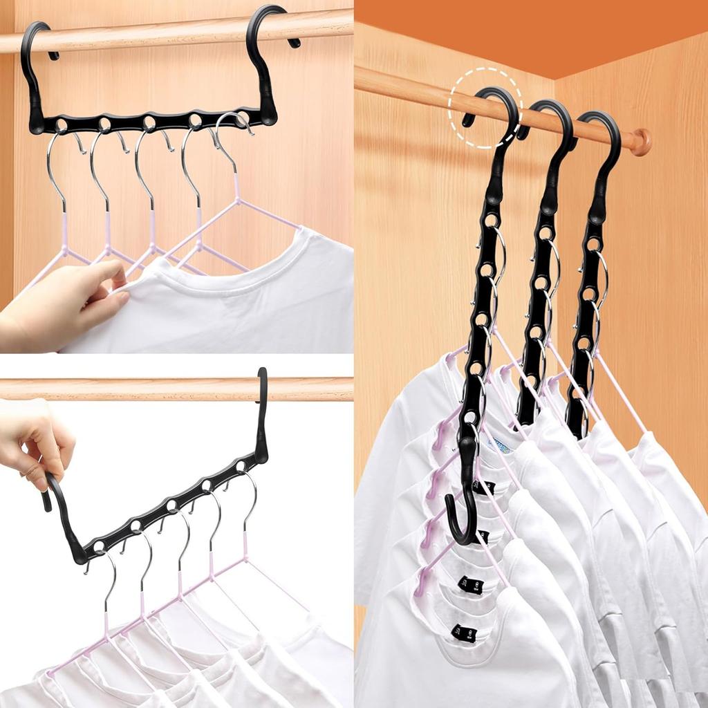 Closet Organizers and Storage,8 Pack Stronger Space Saving Hangers Clothes Hanger with 5 Holes Closet Storage for Heavy Clothes,Magic Home