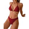 European & American Shell Chain Solid Color Split Swimsuit – Women's Sexy Bikini