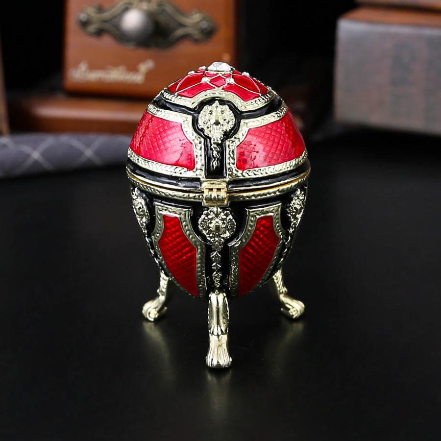 Egg-shaped Jewelry Box Creative Home Desktop Ornament Flip Cover Anti-gray Enamel Craft Storage Jewelry Box