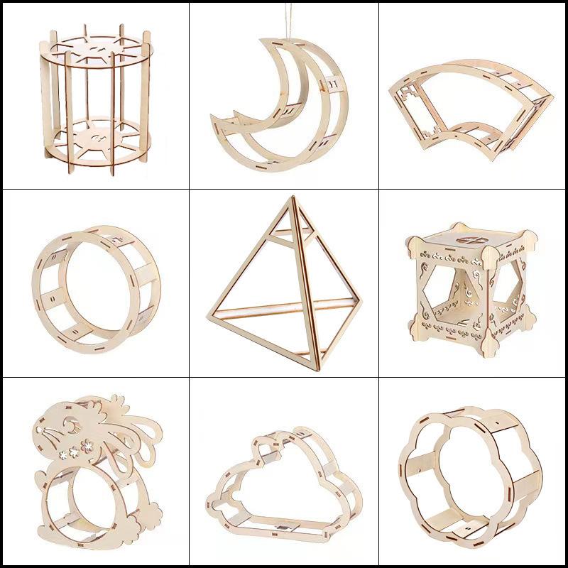 DIY Handcrafted Wooden Lantern Frame Kit Traditional Ancient-Style Palace Lantern Material Package for Mid-Autumn Festival