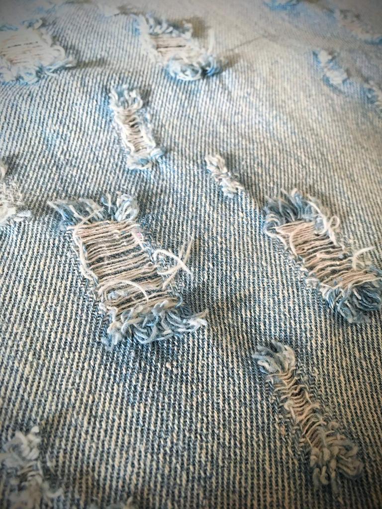 Distressed Denim Fabric Denim Remake Dark Navy Denim Fabric of Distressed Fabric, Scraps, Cotton, Bags, Pouches, DIY, (Set 2, Color)