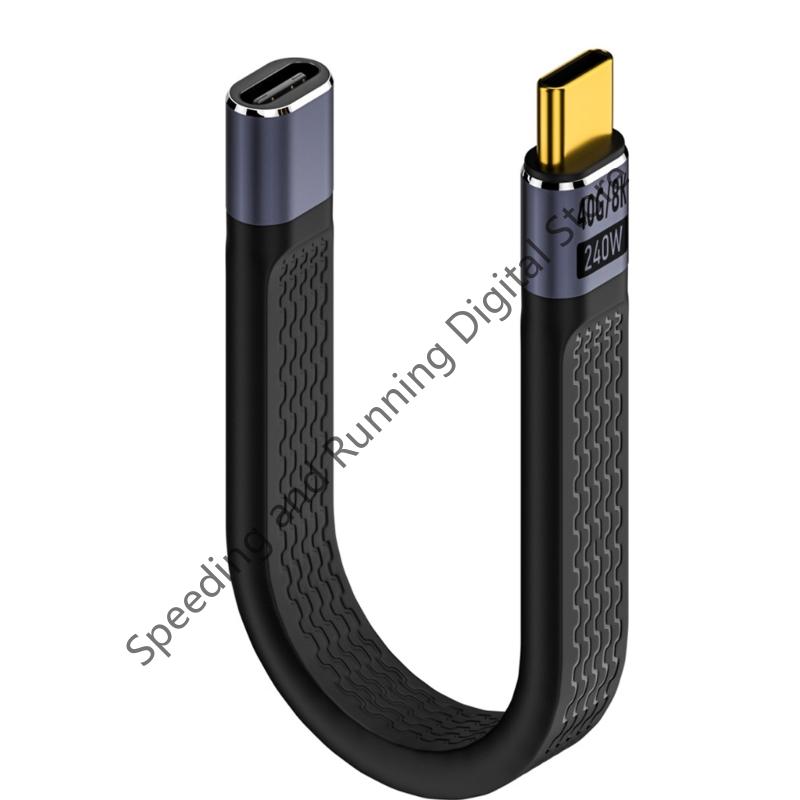 240W 40GB Short USB C to USB C Cable 90 degree Fast Charging Type C Cord 40Gbps Data Transfer Flat Data Charge Extension Cable