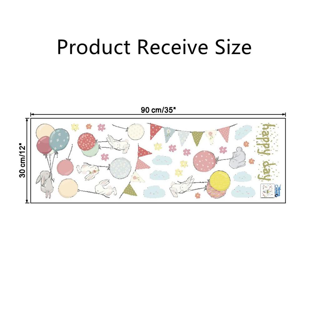 Mignon Animal Lapin Murale Autocollants Muraux Élégants avec Montgolfière et Autocollants Muraux Amovibles pour Bébé et Murale Autocollants Muraux Décoratifs pour Chambres à Coucher Autocollants,