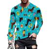 Spring and Autumn Round Neck 3D Dachshund Printed Top Fashionable Casual Long Sleeved Men's T-shirts