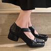 Women Mary Jance Shoes Square Toe Designer Shoes Fashion Heeled Sandals 2025 Elegant Dress Ballet Pumps Mujer Zapatillas