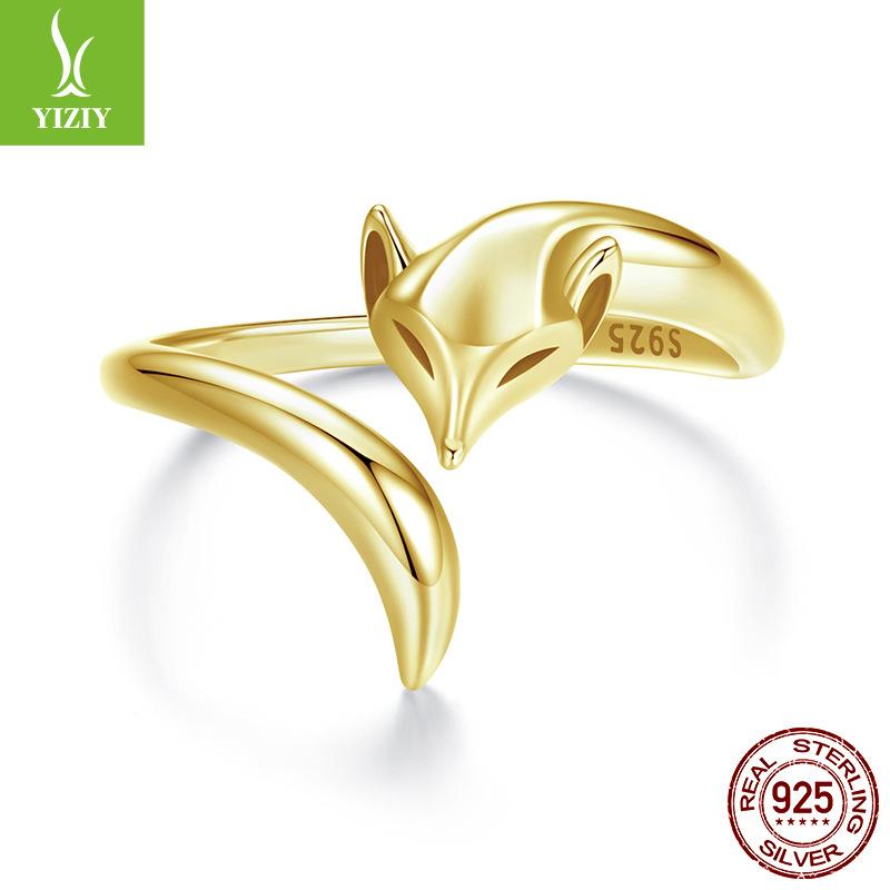 Tier Fuchs Offener Ring, Charm S925 Sterlingsilber Ring
