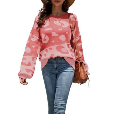 Suéter Pulôver Casual Feminino de Outono e Inverno com Gola Redonda e Bloco de Cores