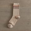Autumn Winter Brown Mid Length Socks Fashion Grid Pattern Retro Fashion Mid Tube Sock Sweat Absorbing and Breathable Cotton Sock
